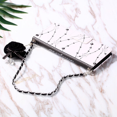 

9 Styles Vintage Handbag Book flip Cover Tassels Three-dimensional Flower Pendant Chain for iPhone Xs Max Flip Flower Case