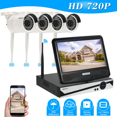 

KKmoon 4 Channel Wireless WiFi NVR CCTV System Kit 101LCD Screen Monitor 4pcs HD 720P WiFi Outdoor Weatherproof Bullet IP Came