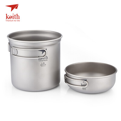 

Keith Portable Tableware Foldable Handle 12L 400ml Titanium Pot Bowl