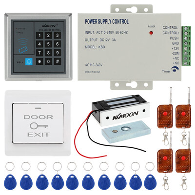 

KKmoon® DC12V 125KHz Door Entry Access Control System with Access Reader 60KG Electric Magnet Lock Power Supply Push Button
