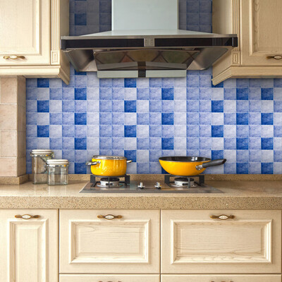 

Checkered Mosaic Wall Sticker PVC Mouldproof Moistureproof Oilproof Self-adhesive Wallpaper for Kitchen Bathroom&Bar