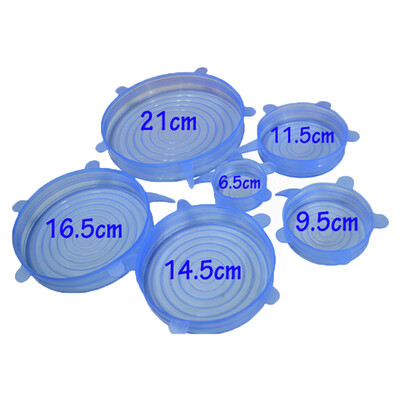 

6PCSSet Universal Silicone Lids Stretch Suction Cover Cooking Pot Pan Silicone Cover Pan Spill Lid Stopper Home Bowl Cover