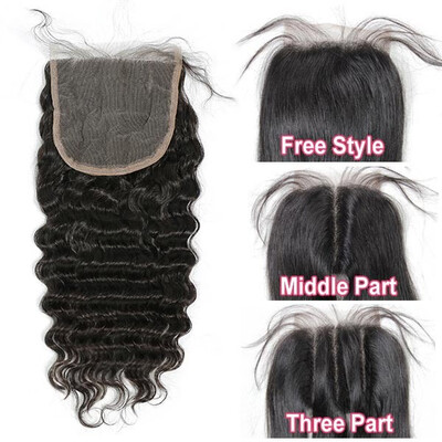 

Lace top closure 55" deep wave Human hair medium brown Swiss lace