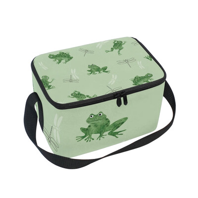 

ALAZA Insulated Lunch Box Watercolor Frogs Lunch Bag for Men Women Portable Tote Bag Cooler Bag