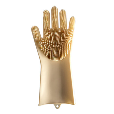 

1 Pair Magic Silicone Rubber Dishwashing Gloves Scrubber Cleaning for Multipurpose Kitchen Bed Bathroom Pet Hair Care