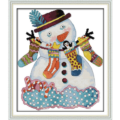 

37 42cm DIY Hot Sale Counted Cross Stitch Set Embroidery Needlework Kits Christmas Snowman Pattern Cross Stitching Home Decorati