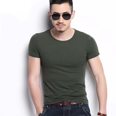 

Aa-shop 95 cotton 5 Lycra Men T-shirt Summer Business Bottoming shirt