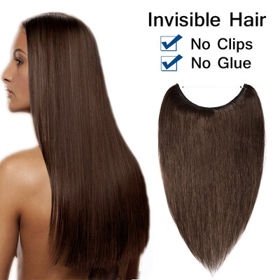 

16182022 Inches One Piece Straight Remy Human Hair Miracle Secret Invisible Wire Hair Extensions - No Clip No Glue