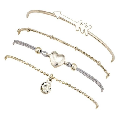 

4 Pcs Set women bracelets Bohemian Leaves Knot Round Chain Opening Gold Bracelet Set Women Fashion Apparel Jewelry