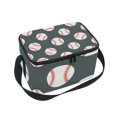 

ALAZA Insulated Lunch Box Baseball Black Background Lunch Bag for Men Women Portable Tote Bag Cooler Bag