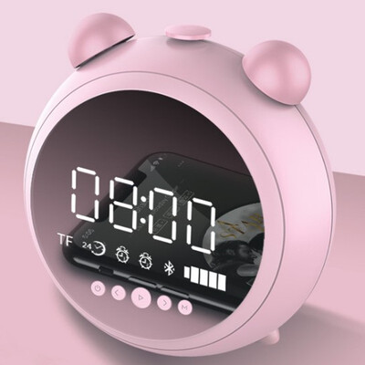 

Mirror Bluetooth audio portable wireless speaker alarm clock night FM radio light AUX TF card input music player MP3 phone call