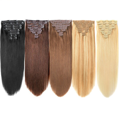

BHF Hair Clip In Human Hair Extensions Straight Full Head Set 7pcs 120g Machine Made Remy Hair Clip Ins human hair 4 120g