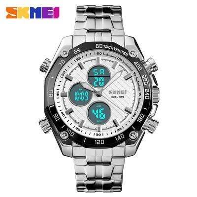 

SKMEI 1302 Men Quartz 2 Time Chrono Watches Stopwatch Analog Digital Display Wristwatch 3ATM Waterproof Fashion Casual Backlight