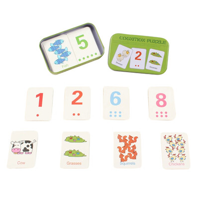 

Flash Card Jigsaw Puzzle with Storage Box Shape Animal Fruit Alphabet Cognition Intelligence Early Educational Toy for Infant Todd