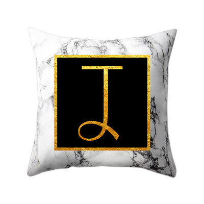 

Modern Pillowcases 4545 Gold Alphabet Word Letter White Marble Pattern Pillow Case Super Soft Throw Sofa Bed Cushion Cover Protec
