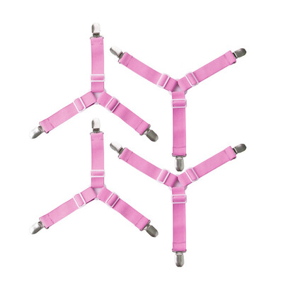 

4Pcs Adjustable Triangle Bed Sheet Fasteners Pink