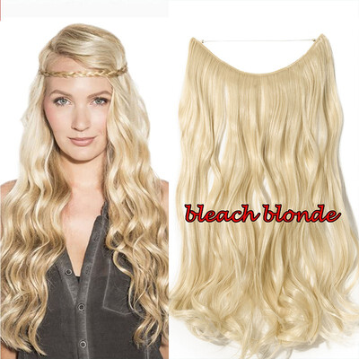 

Miracle Invisible Hidden Wire Hair Extensions 20" Long Ombre Hairpieces Wavy Curly Heat Resistant Synthetic Fiber Translucent