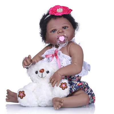 

Reborn Baby Boy Doll 22 inch Soft Full Silicone Vinyl Body Lifelike Toddler Doll Play House Bath Toy Gift With Cloths Plush Bear