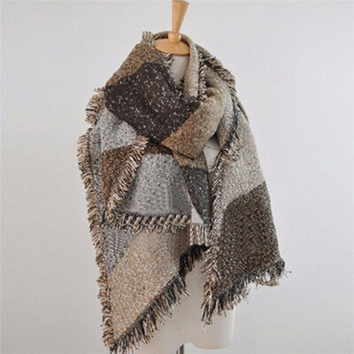 

Women Long Cashmere Winter Wool Blend Soft Warm Scarf Wrap Shawl Plaid Scarf