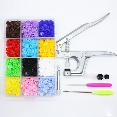 

300pcs Colorful Round Snap Button with Fastener Snap Pliers for Children&Adult Clothes