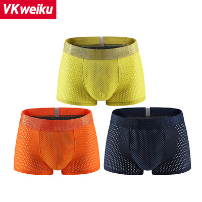 

VKWEIKU British Wei pants underwear mens underwear Lan Jing fiber ice mesh eye breathable boxer briefs shorts men spring&summer models blue orange green