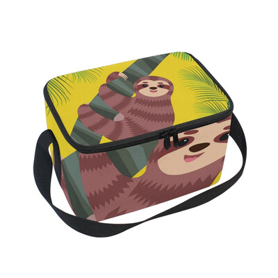 

ALAZA Lunch Box Insulated Lunch Bag Large Cooler Cute Sloth And Tropical Leaves Tote Bag