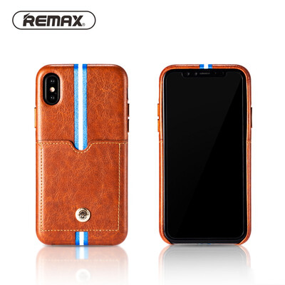 

REMAX PU Leather Business Phone Case with Card Pocket for IPhone X Elegant Braid Protection Back Cover Bag Fitted Phone Bag Case