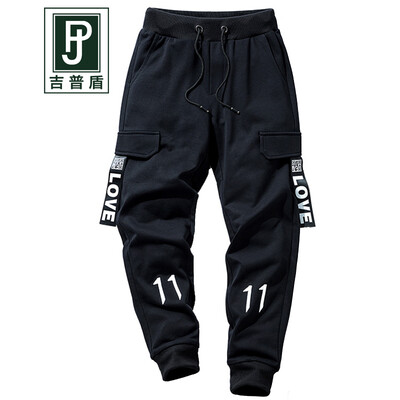 

Jeep shield mens Korean version of the trend of feet pants 2019 spring&summer new fashion nine pants mens loose beam casual pants black