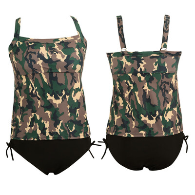 

Sexy Women Bikini Set Swimwear Swimsuit Camouflage Print Spaghetti Strap Tankini Two Piece Bathing Suit Beachwear