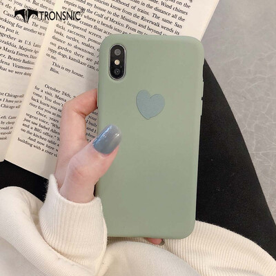 

TRONSNIC Love Heart Phone Case for iPhone 7 8 Plus Blue Matte Case Green Pink Luxury Love Cover Capa