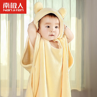 

Antarctic Nanjiren baby bath towel newborn children with hood towel cloak baby bath towel cloak large bathrobe yellow 7080cm