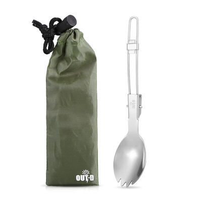 

Stainless Steel Spork Cookut Picnic Foldable Spoon Fork Traveling Camping Spork