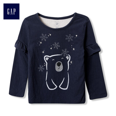 

GAP flagship store female fun to design pattern ruffled T-shirt 124326 bear pattern 18-24M