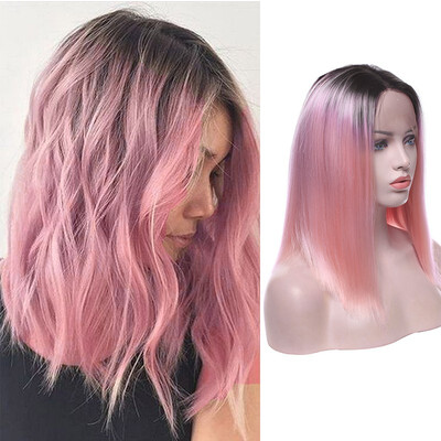 

Real Thick Brazilian Lace Front Hair Wig Extensions Cosplay Heat Resistant Long Wigs Pink Gray