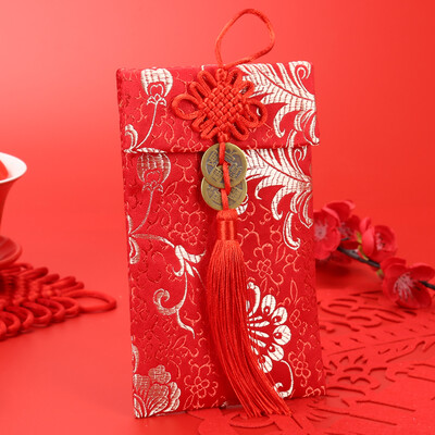

TONSILK T03-5 Embroidered silk red bag
