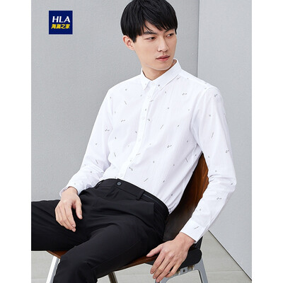 

HLA Haishus Parents Sleeve Casual Shirt Men 2019 Summer New Fashion Pattern Comfortable Breathable Long Lining HNEAD2R074A Bleaching Pattern 74180100A42