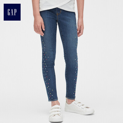 

GAP flagship store girls gemstone studded embellished stretch denim tights 395363 squat blue 5
