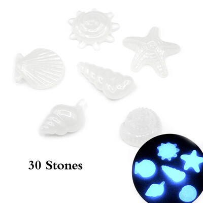 

30pcsBag DIY Home Decor Luminous Sea Conch Shell Starfish Colorful Glow in Dark Pebbles Rocks Stone for Aquarium Fish Tank