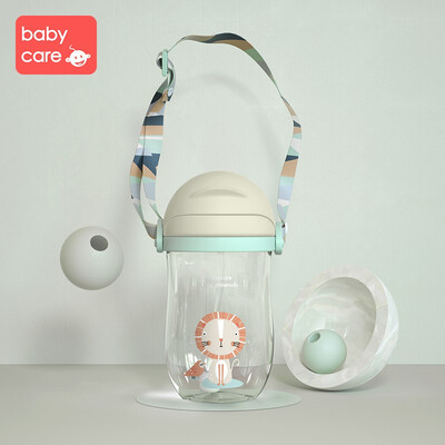 

Babycare Baby Water Bottle Infant Feeding Cartoon Gravity Ball Cup Flip Lid Leak Proof Training Handle Straw Drink Bottle 360ML