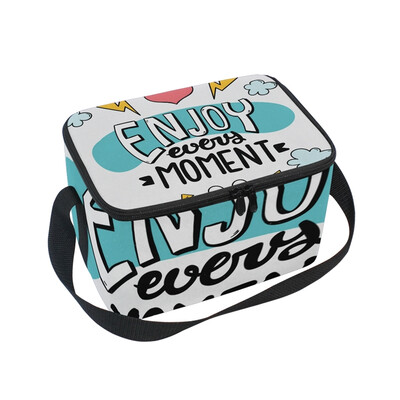 

ALAZA Lunch Box Enjoy Life Pattern Insulated Lunch Bag Large Cooler Tote Bagfor Men Women