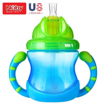

Nuby Childrens Sippy Cup Learning Cup Newborn Baby Cup Baby Training Leakproof Cup 240ml Blue American Brand