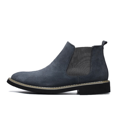 

New For Men Chelsea Ankle Boots Fashionable For Men Male Brand Quality Leather Slip-on Motorcycle Mens Warm Free