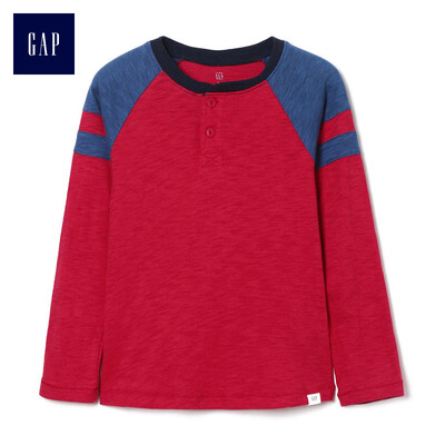 

GAP flagship store baby boy toddler football stripes Henry collar cotton long-sleeved T-shirt 373159 autumn wear modern red 12-18M