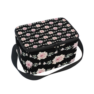 

ALAZA Insulated Lunch Box Pink Rose Lunch Bag for Men Women Portable Tote Bag Cooler Bag