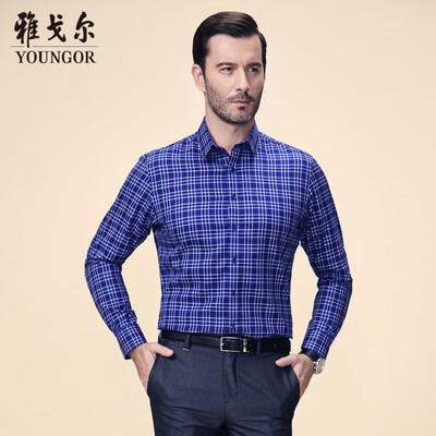 

Youngor shirt mens 2019 spring youth mens casual dress shirt YLDP16382FFY blue 42