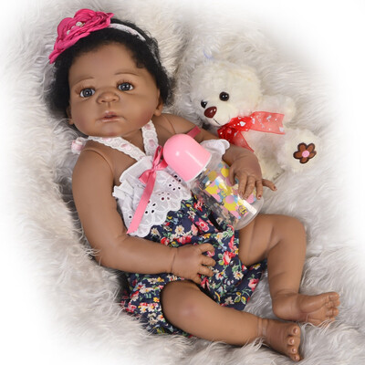 

New Design 23 Inch Reborn Alive Girl Doll Full Silicone Body Realistic Newborn Babies Doll Wear Rose Dress Kids Christmas Gifts