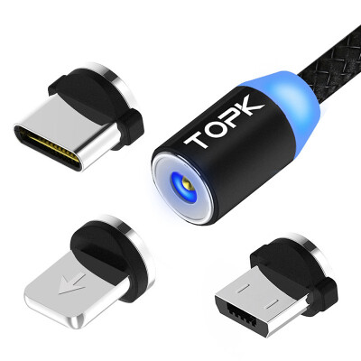 

TOPK LED Indicator Magnetic Upgraded Reflective Nylon Braided Micro USB Charger Cable Micro & iPhone& type-C Cable