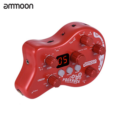 

ammoon PockRock Portable Guitar Multi-effects Processor Effect Pedal 15 Effect Types 40 Drum Rhythms Tuning Function with Power