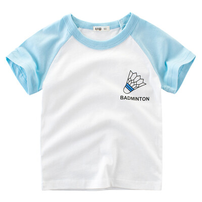 

Boy Short Sleeve Cotton T-Shirt Round Neck Tops Summer Kids Clothes Sports Shirt Tee Dark Blue 90