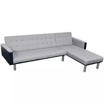 

L-shaped Sofa Bed Fabric Black&Gray